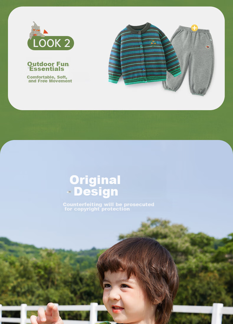 Ciciibear [Pure Cotton] Ciciibear Boys' Cardigan Sweater Spring And Autumn Style, Children's Striped Knit Sweater, Baby Autumn Long-Sleeve Jacket 12