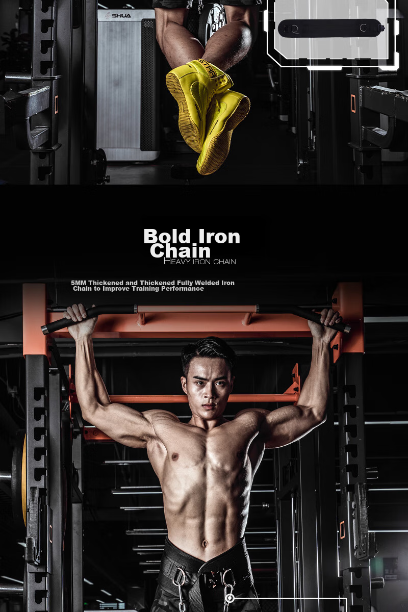 LARASTAR Pull-Up Weighted Belt, Waist Strength Training, Thickened Iron Chain Parallel Bars, Metal Steel Buckle Style 4