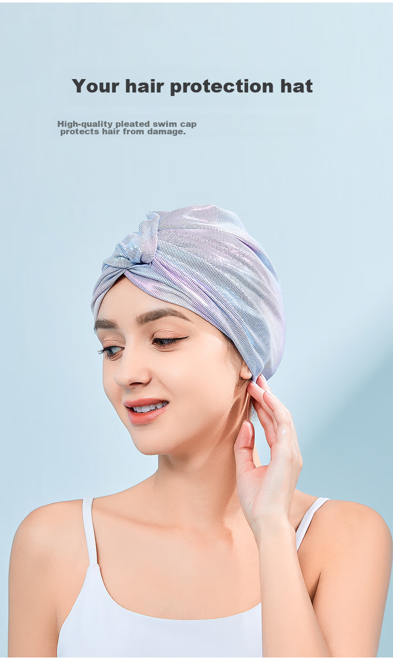 OMOM Swimming Cap for Women, Non-Binding, Long Hair Specific, Cute Korean Style, Adult Women's Trendy Design with Ear Protection And Enlarged Fabric 2