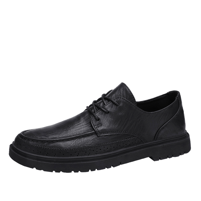 CALIFBULL Men's Shoes, Spring And Summer Business Casual Leather Shoes for Men, Breathable Soft-Soled Dress Shoes, Formal Wedding Shoes, Black, Size 41