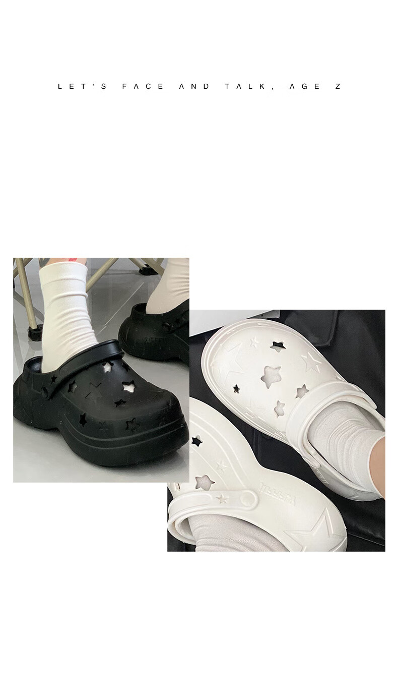 Jifffly Perforated Shoes for Men And Women, Thick-Soled Versatile Slippers with Squishy Feeling Sandals, White, Size 42-43 4