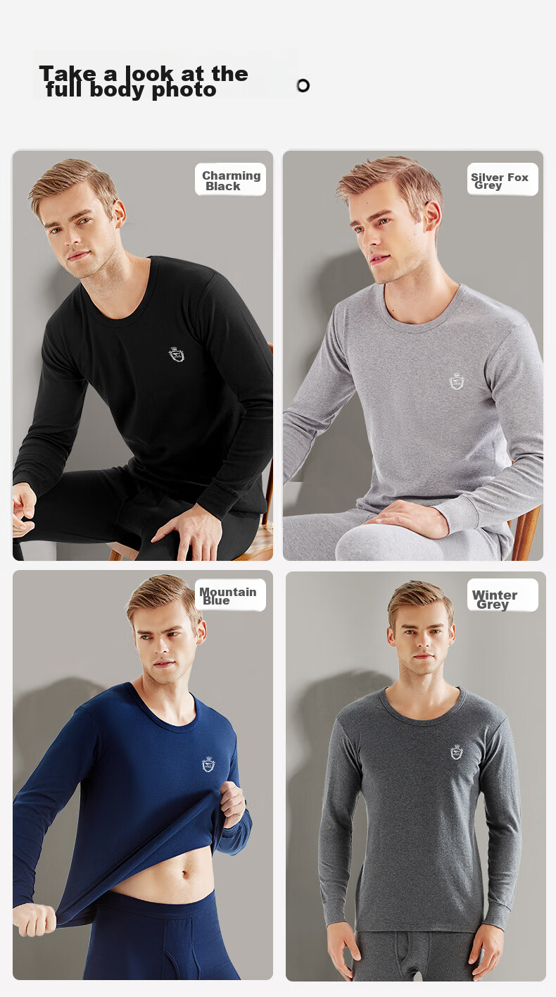 SEPTWOLVES [100% Cotton] Pure Cotton Autumn Undershirt for Men, Autumn And Winter Base Layer, All-Cotton Top, Long-Sleeve Thermal Underwear, Cotton Sweater 22