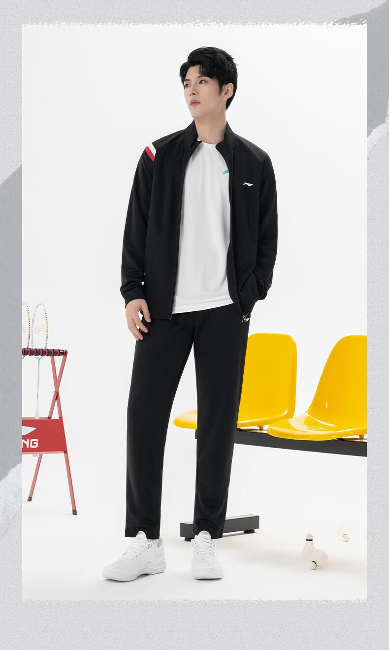 Li-Ning Badminton Outfit, Unisex Long Sports Set, Running And Fitness Sweatshirt, Standard White, 3XL 13
