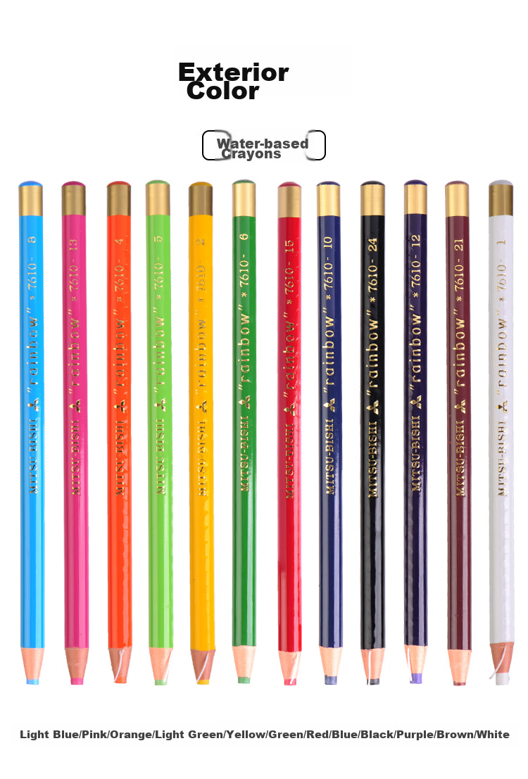Uni Hand-Torn Roll Paper Water-Based Crayons 7610 Drawing Coloring Hand-Drawn Colored Marking Pens White Art Education Tools Drawing Pencils Graduation Gift 9