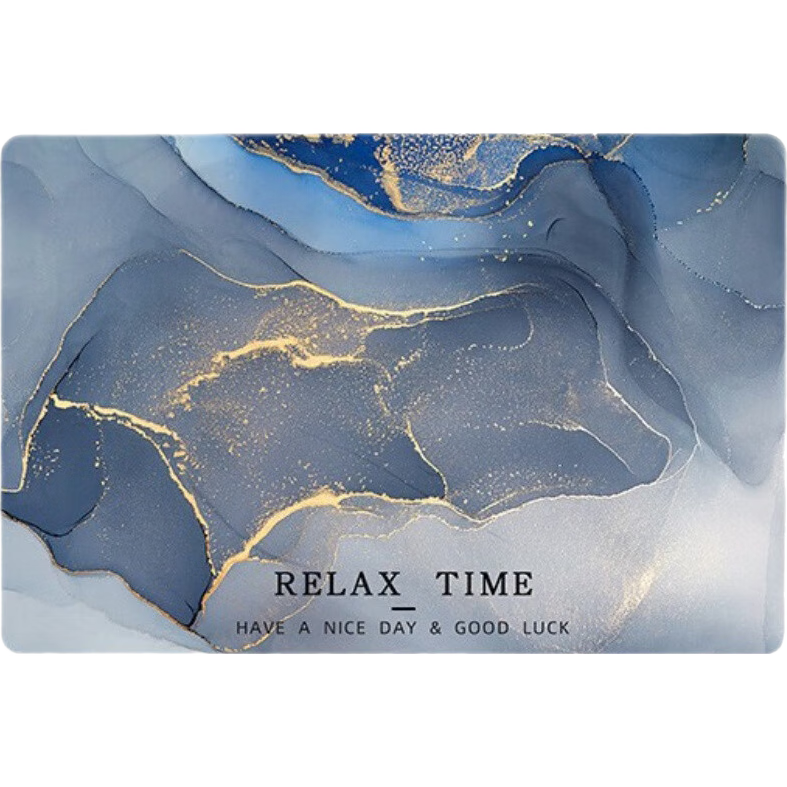 YISHANG Home Bathroom Mat, Absorbent Non-Slip Quick-Drying Bathroom Mat Entrance Foot Mat Marble Blue 60*90cm