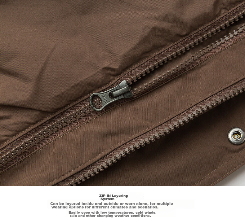 The North Face Men's Outdoor Warm down Jacket with Inner Fleece Liner, Three-In Windbreaker 89Z2 Brown/1OI Size L 12
