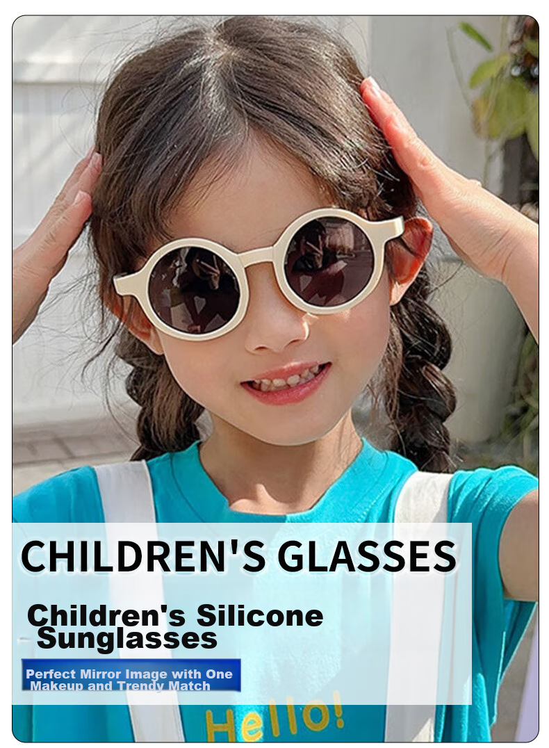 Baixiaoshe Folding Sunglasses for Children [Mifang Tea Color], 3006 Boys And Girls Baby UV Protection Sunglasses Glasses 5