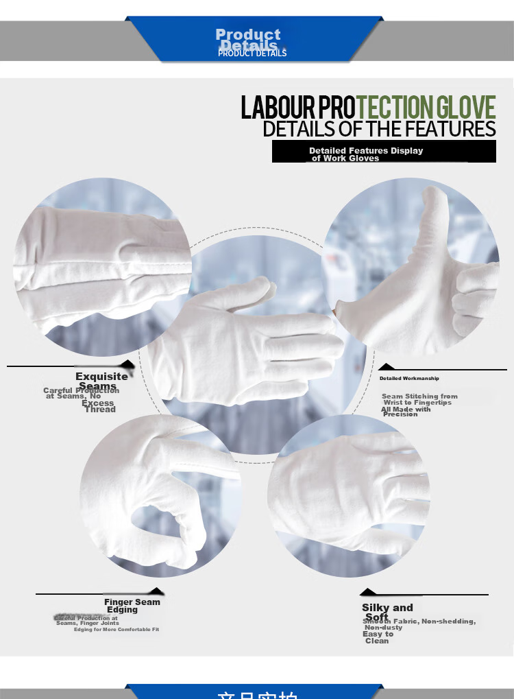 Beifute White Cotton Gloves, Breathable Driving Gloves, Thin Work Gloves for Antiques, Jewelry Handling And Performance, Thickened And Enlarged Version, 6 Pairs 11