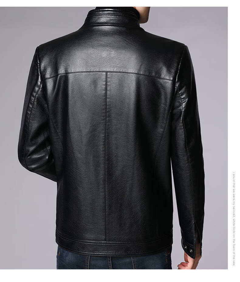 Hengyuanxiang Men's Leather Jacket, 2024 Autumn And Winter Men's Outerwear, Fleece-Lined Thick Casual Lapel Jacket for Middle-Aged And Elderly Me 10