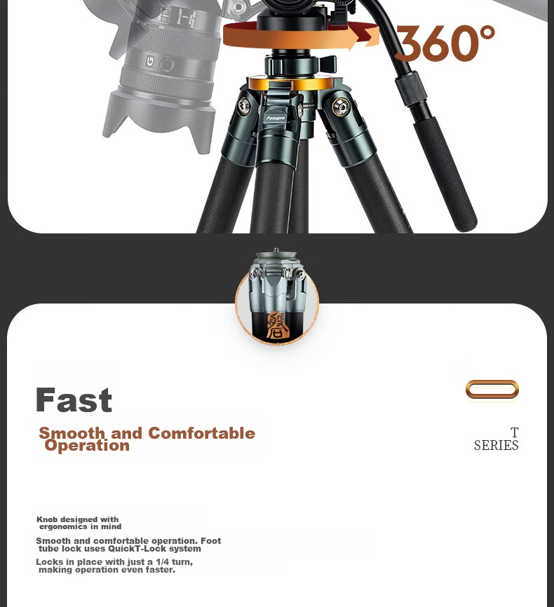 Fotopro T-74C+MH6S Professional Landscape Bird Photography Digital Camera, Mirrorless Camera Photography And Videography Hydraulic Video Gimbal, Carbon Fiber Camera Tripod 10