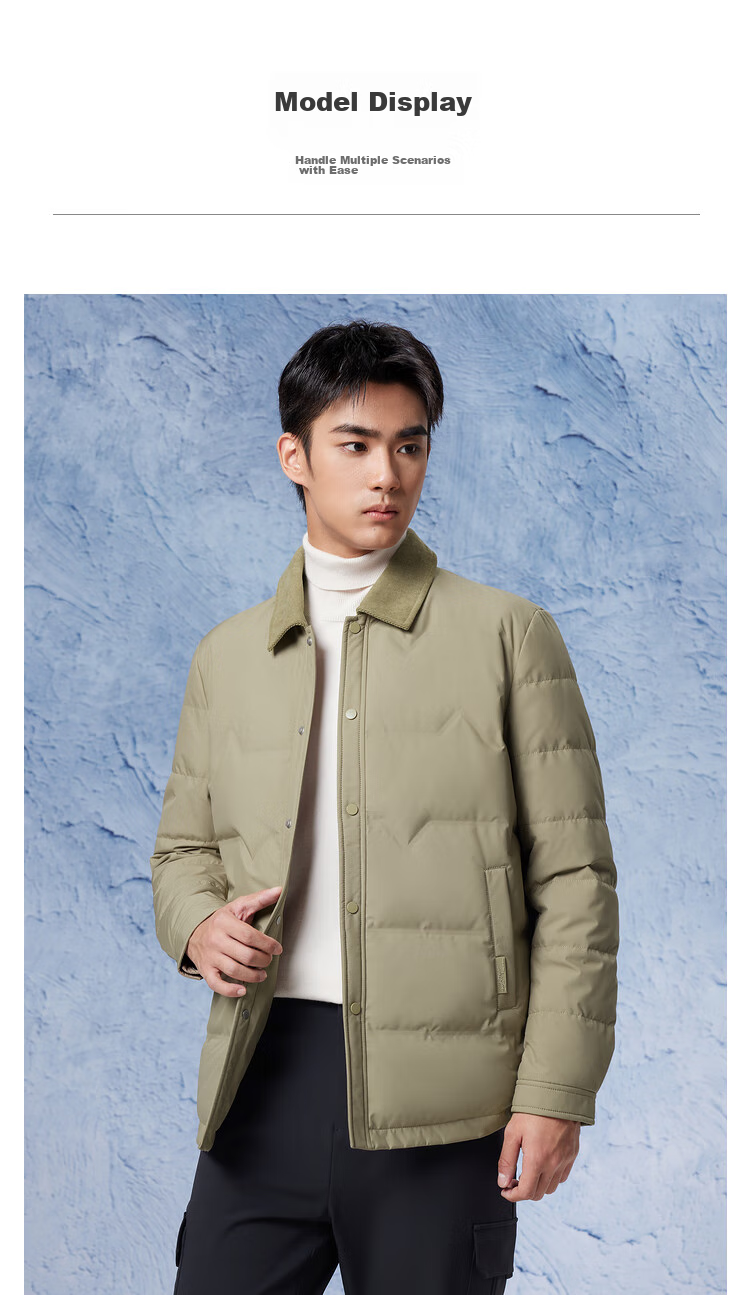 HLA Lightweight down Jacket for Men, Light Business Fashion Lapel Collar, 90% Down Coat for Men in Winter Seaso 11