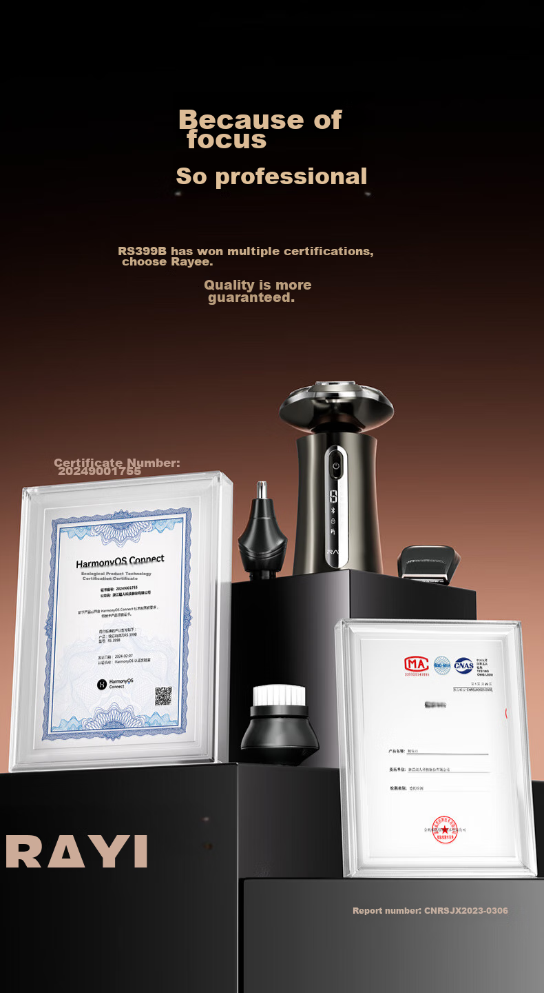 RAYI Electric Shaver, Rotating Fully Washable, Three-Blade Head Razor, Men's New Year Gift for Boyfriend Or Father, Gift Box Version RS399B 21