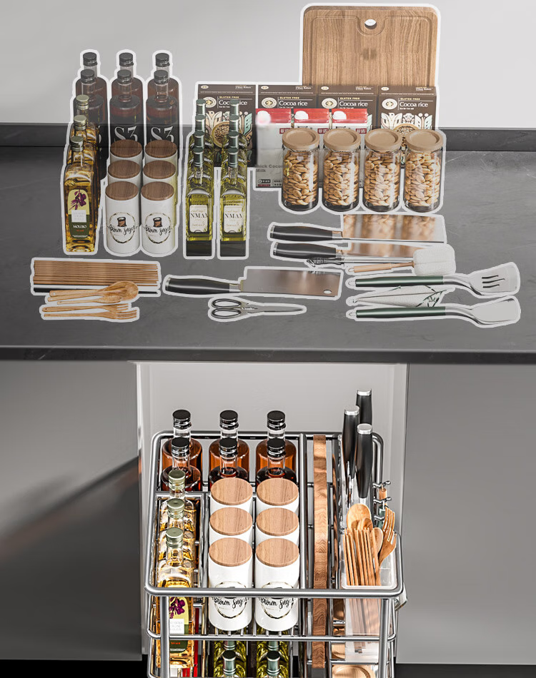 SUPOR Kitchen Spice Rack Cabinet Drawer Stainless Steel Seasoning Shelf Storage Organizer with Extra Height And Thickness K 10