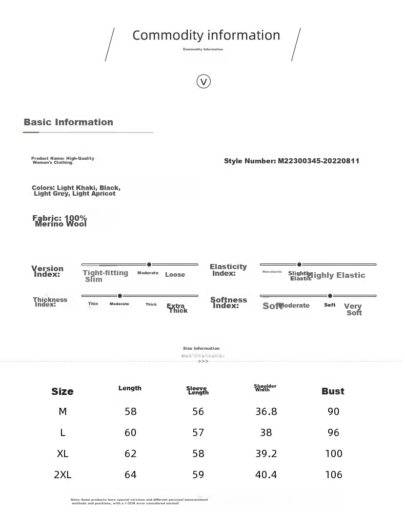 Hengyuanxiang 100% Pure Wool Sweater for Women, V-Neck Loose Base Layer, Autumn And Winter Warm Fashion Knit Sweater, Women's Top 11