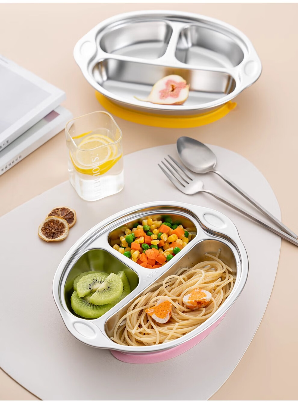 Onlycook [Sun Li Same Style] Children's Suction Plate, 304 Stainless Steel Baby Food Plate, Dishware Compatible with Dishwasher 3