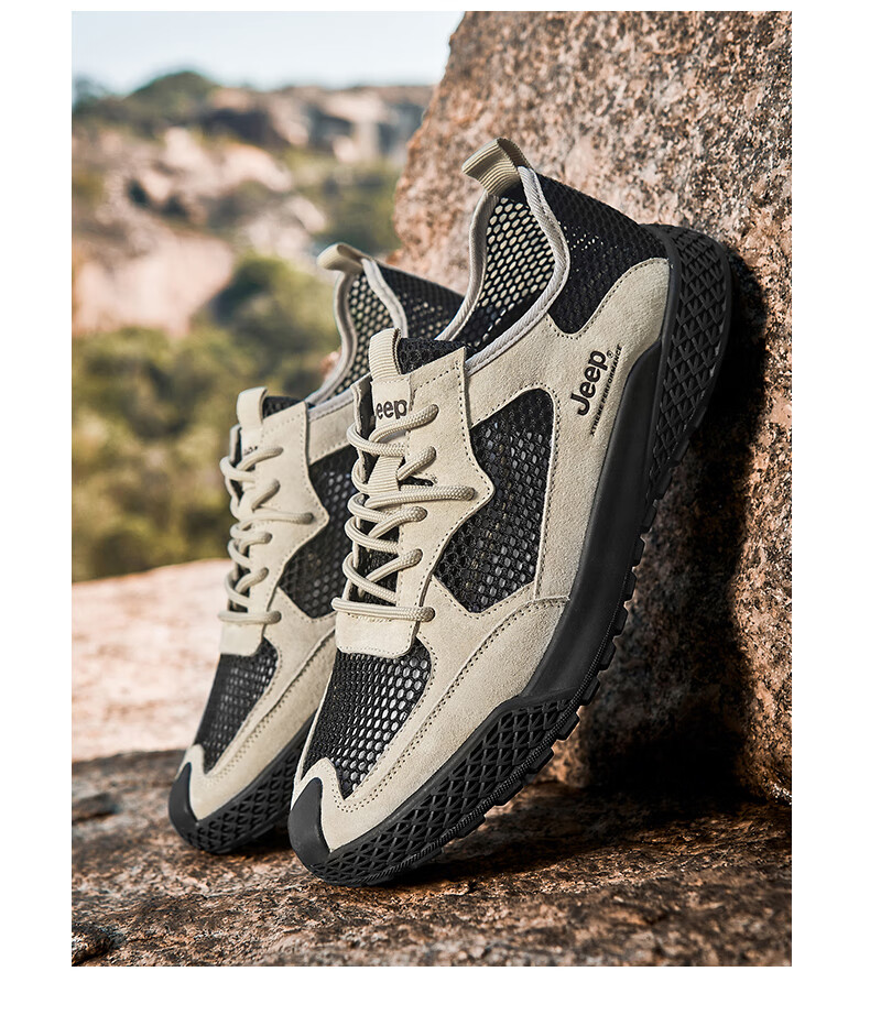 JEEP Hiking Shoes for Men, Outdoor Sports Shoes, Breathable Sandals, Wear-Resistant River Tracing Shoes, Mesh Running Shoes, Non-Slip Mountaineering Shoes for Me 13