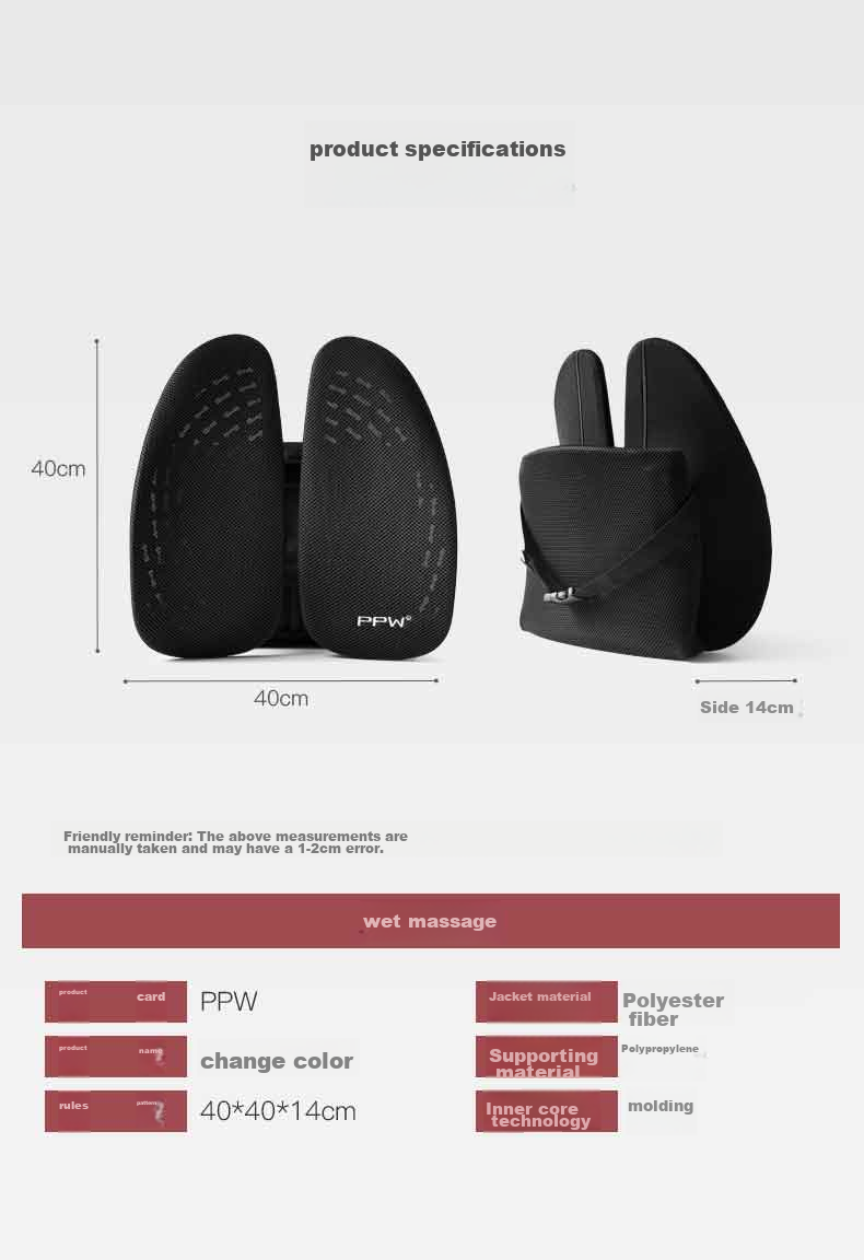 PPW Lumbar Support, Ergonomic Back Cushion for Chair And Car, Waist Pillow, Spine Protection, Breathable Office Backrest 11