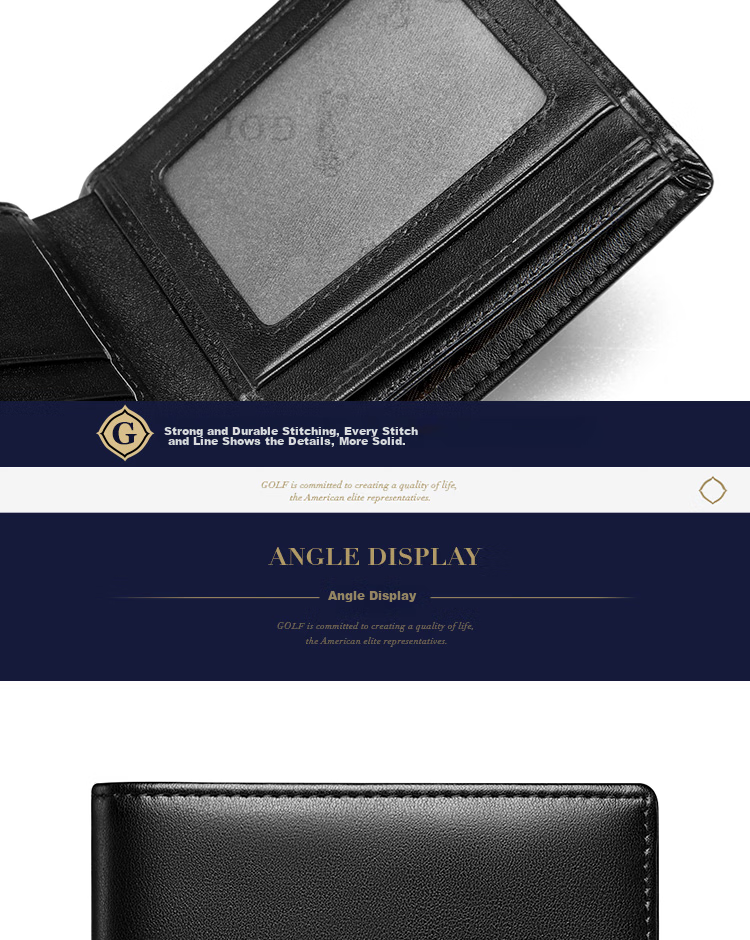 GOLF Men's Wallet, Durable Microfiber with Top-Grain Leather Card Holder And Coin Purse, Short Wallet Gift Box, Present for Boyfriend 13