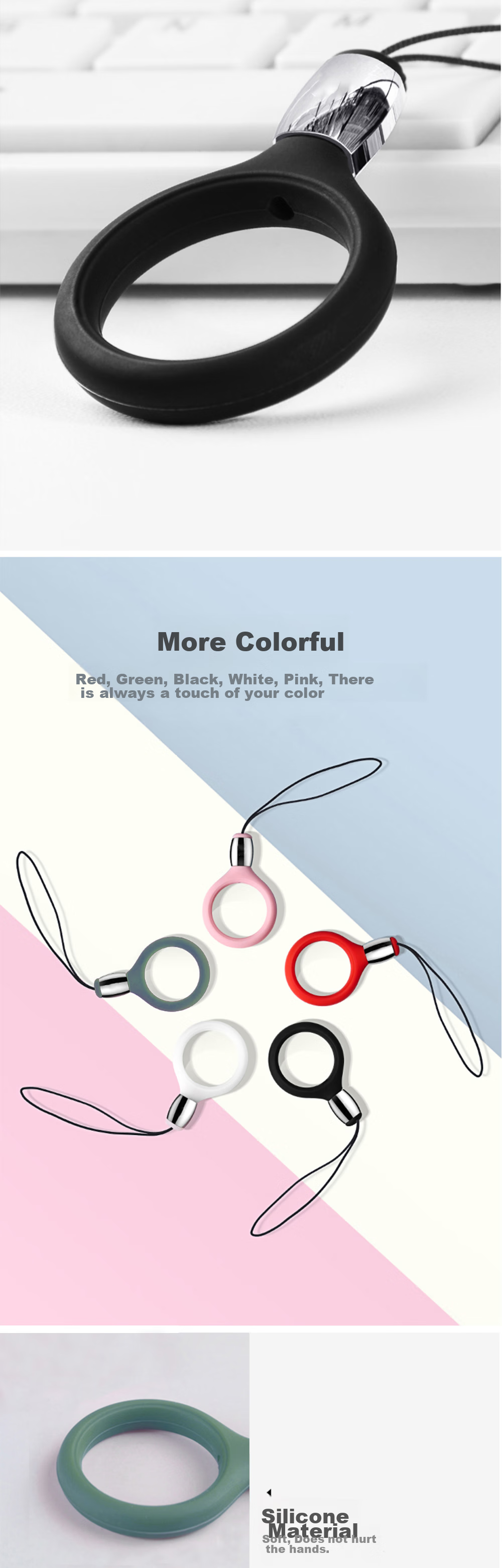 ESCASE [Single Pack] Phone Lanyard Camera Short Wrist Strap Wallet USB Drive Key ID Pendant for Apple IPhone Xr/xs/max And Other Smartphones, Silicone Soft Black ES-XR2 7