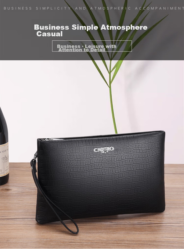 CARTELO Men's Clutch, Business Fashion Soft Top-Grain Leather Envelope Bag, Handheld Clutch, Large Capacity Purse, Gift 1