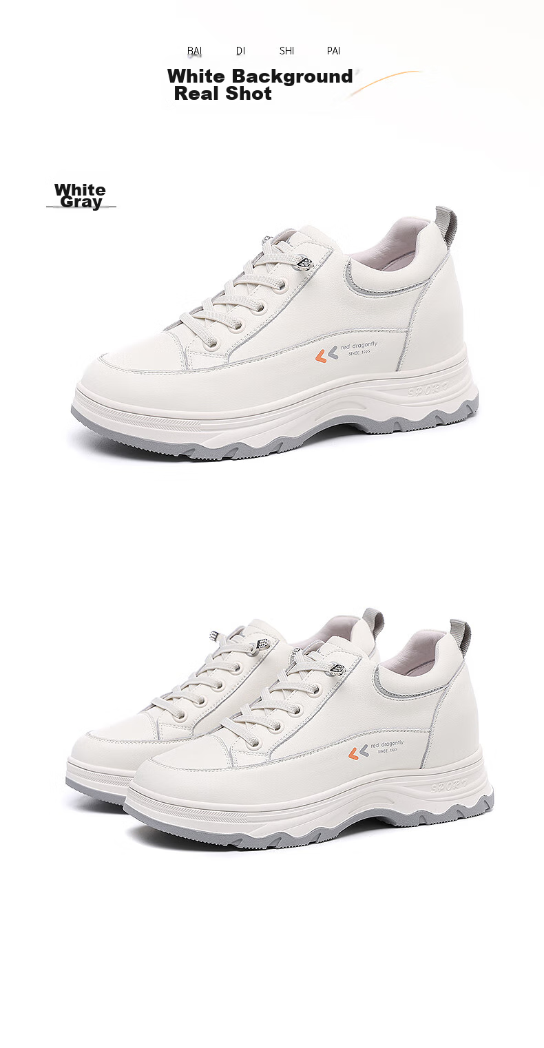 RED DRAGONFLY Women's White Sneakers, Petite Thick-Soled Height-Increasing Brand Casual Shoes, Ins Platform Board Shoes for Women C0TTN05121 15