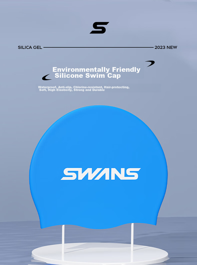 SWANS Children's Swimming Goggles, High-Definition Anti-Fog Waterproof, for Boys And Girls, Youth Professional Training Swim Glasses with Cap Set, Blue 16