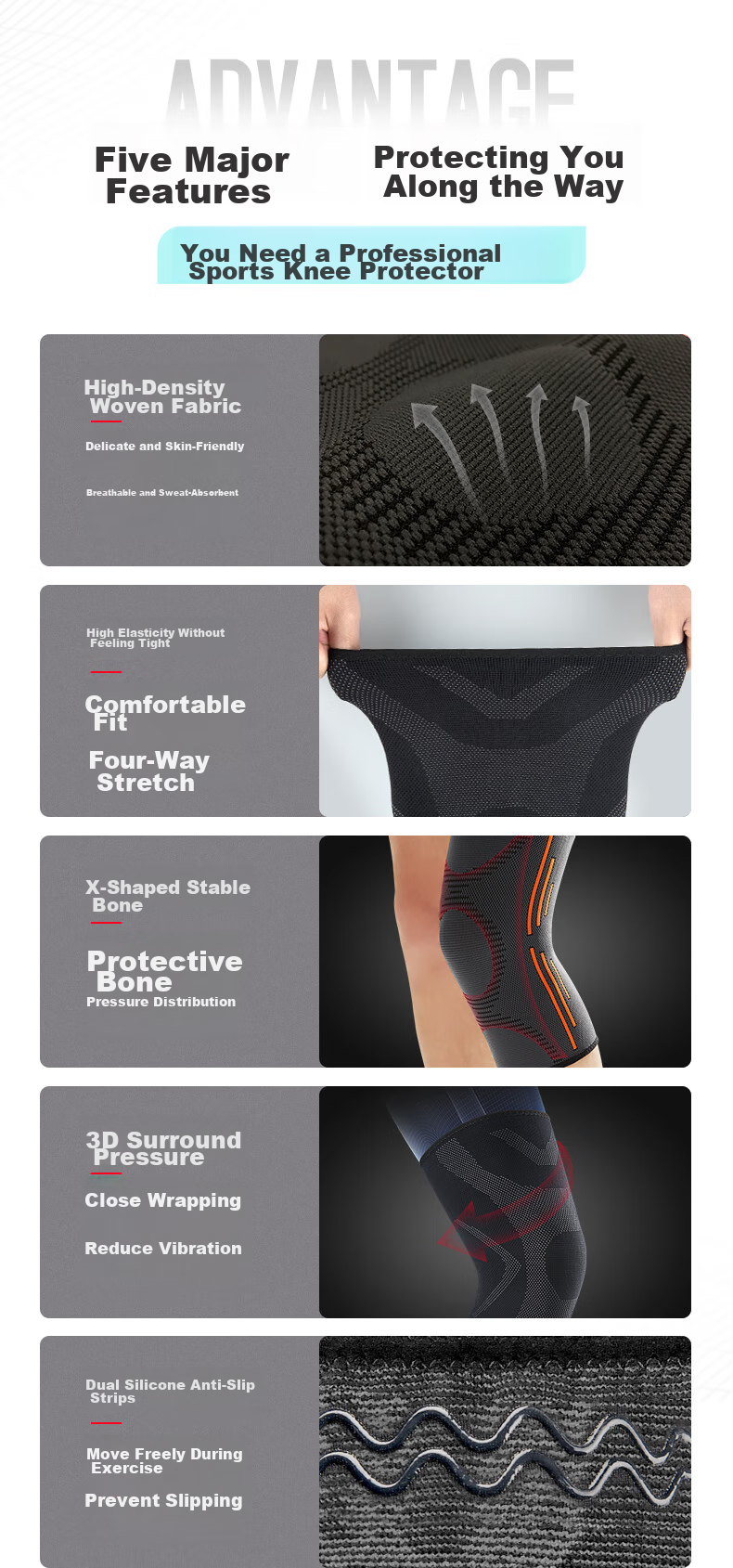 Mdikawe Knee Brace for Spring And Summer Sports, Meniscus, Basketball, Running, Patella-Specific for Men And Women, Badminton, Soccer, Hiking Protective Gear Size M 3
