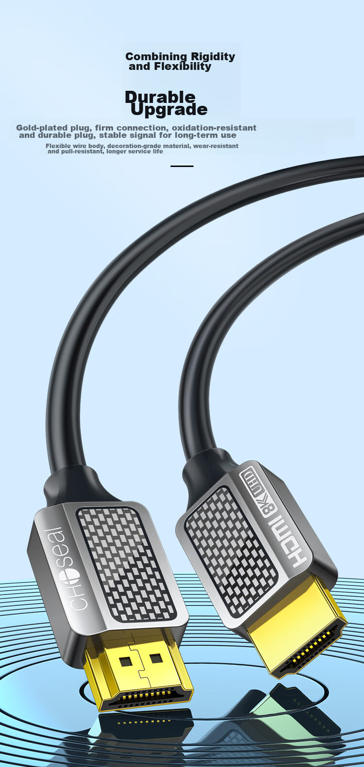 CHOOSEAL HDMI Cable Version 2.1, 8K60Hz 4K120Hz, Computer TV Monitor Projector Digital HD Video Connection Cable, 1 Meter, QS8210AT1 9
