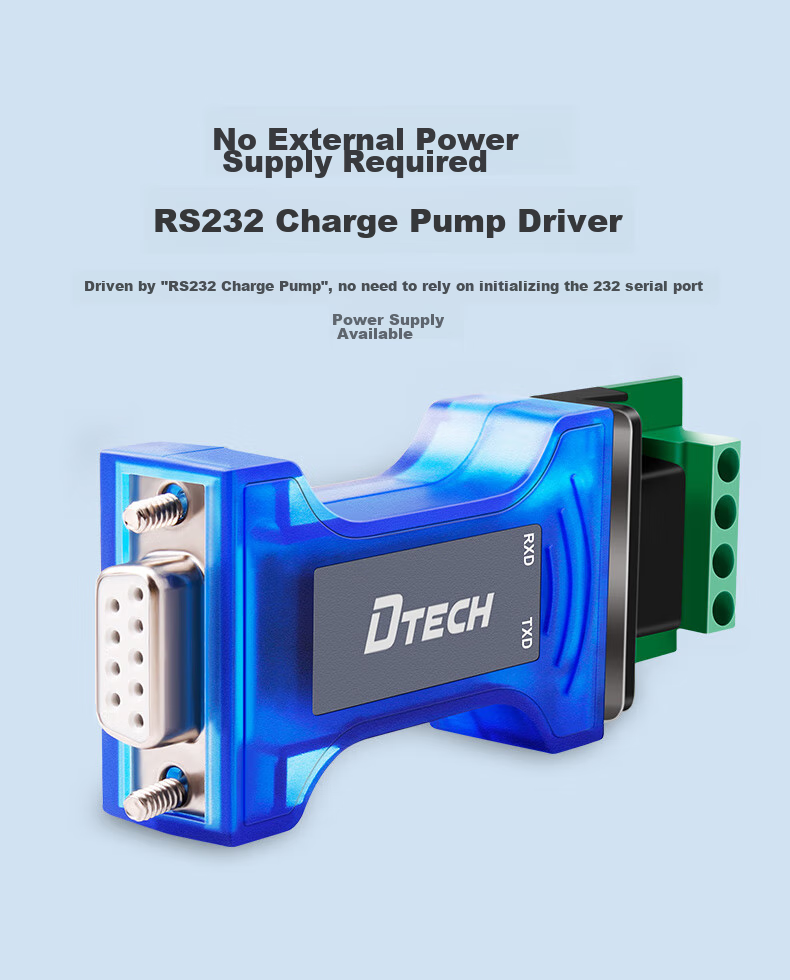 DTECH Passive RS232 to RS485 Converter, Optical Isolation Type, with Indicator Light, Industrial Grade, 9-Pin Serial Bidirectional Communication Protocol, Lightning Protection Converter, DT-9015 5