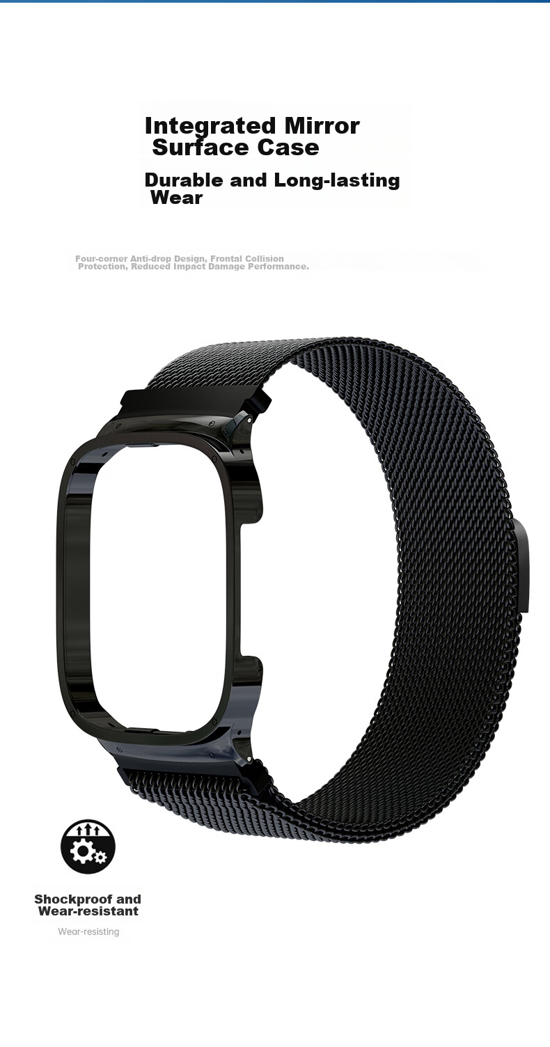 CangHua Compatible with Redmi Watch 3 Strap, Redmi Watch 3 Strap, Sports Edition Watch Strap, Milanese Metal Stainless Steel Replacement Wristband, Black 11
