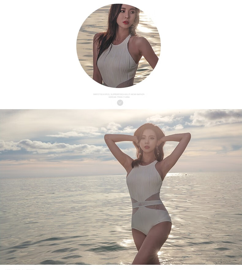 DK Swimsuit for Women, Sexy Slimming Tummy-Covering Conservative One-Piece Black And White Small Chest Push-Up Swimwear for Hot Springs 11