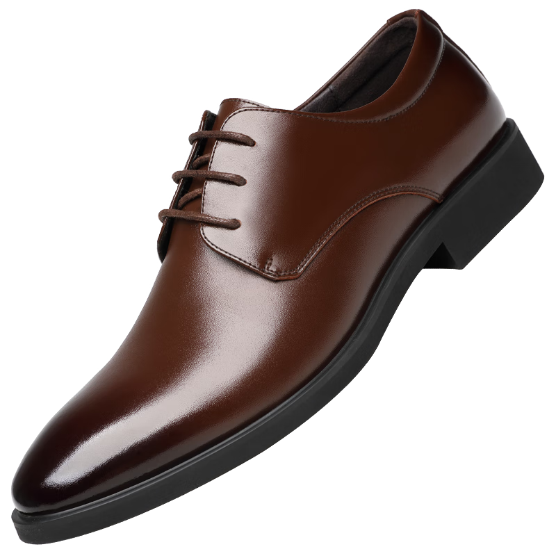 CARTELO Suede Leather Shoes for Men, Business Low-Top Formal Shoes, Men's Professional Office Leather Shoes 9273, Dark Brown, Size 39