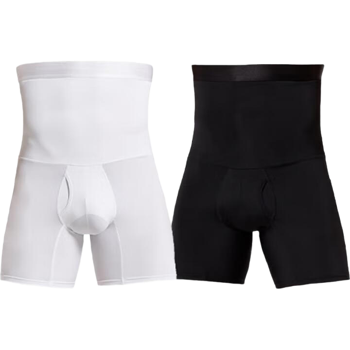 LangSha Men's Tummy Control Shorts, Breathable Fitness Slimming High-Waisted Shapewear, Slimming Waist Trimmer Pants, Black, XXL