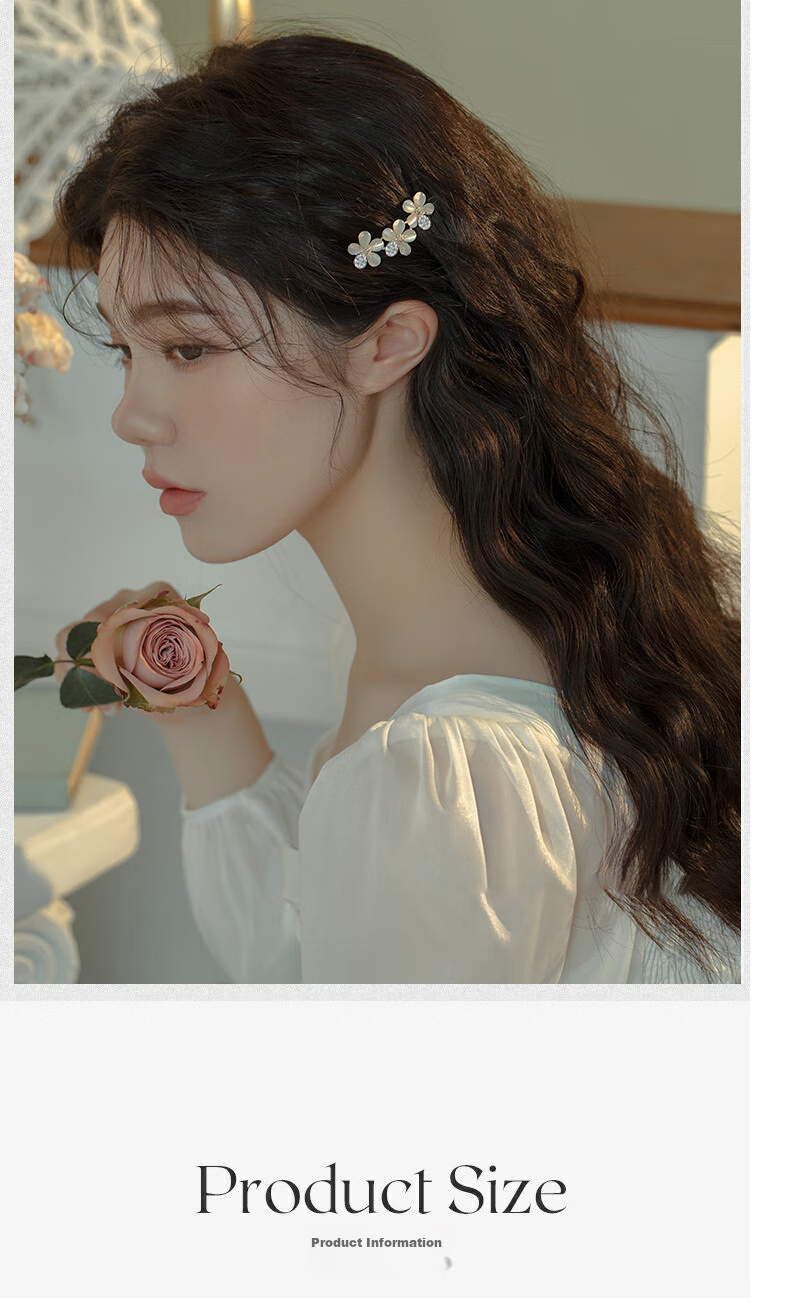 Xiangwan Flower Hair Clip Bangs Clip Side Hairpin One-Word Clip Hair Accessory Birthday Gift for Women 2