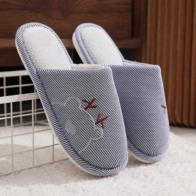 GUOLUOFEI Spring And Summer All-Season Slippers for Men, Indoor Home Use Women's Slippers, Navy Blue, Size 40-41