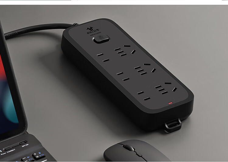 BULL Power Strip / Extension Cord / Surge Protector / Multi-Outlet Strip / Power Bar / Cable Reel, Black Matte Finish, 6 Outlets with Master Switch, Total Length 1.8 Meters, GN-B8330H 8