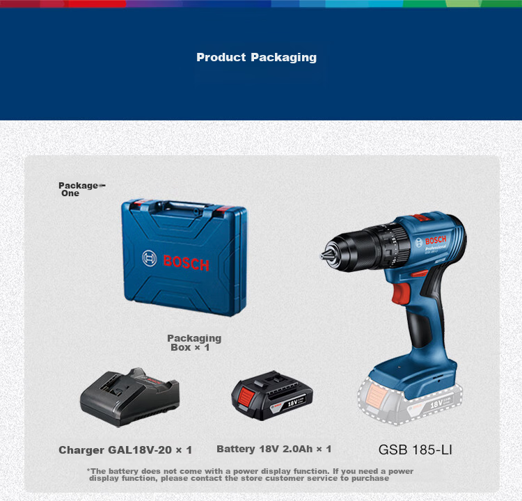 BOSCH Electric Drill, Impact Drill, Power Screwdriver, Wall Drilling, Brushless Lithium Battery GSB185 18V Single Battery Xiaohaxia Set 17