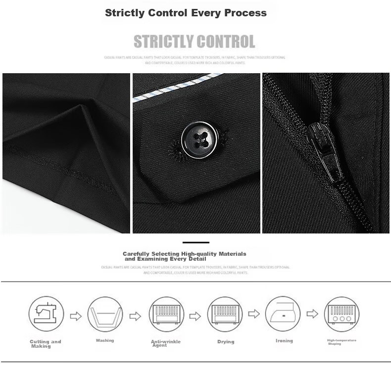 ROMON Wrinkle-Resistant Non-Iron Dress Pants for Men, High-Waisted Loose Casual Business Suit Trousers Straight-Leg Dad Pants 4