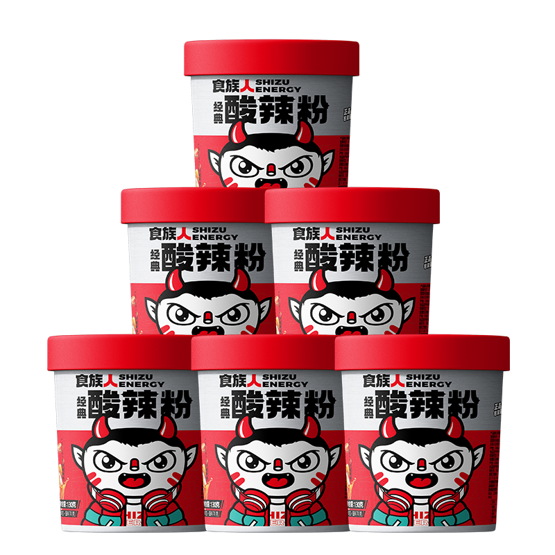 食族人酸辣粉130g*6桶整箱装 粉丝重庆风味红薯粉 米粉米线夜宵方便速食