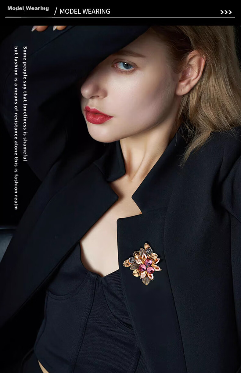 Eternelle French Eternal Austrian Crystal Brooch, High-End Luxury Accessory, European And American Vintage Corsage, Simple Collar Pi 4
