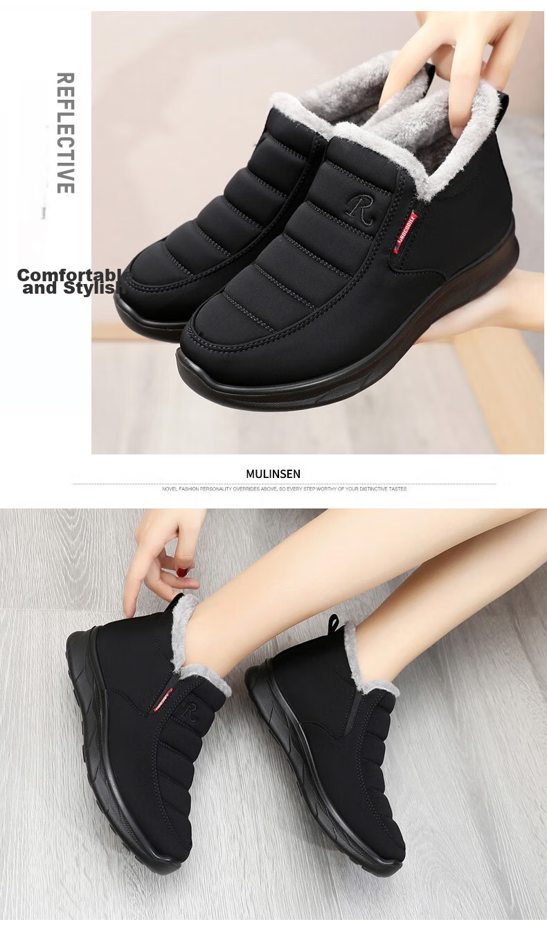 Ankang Winter Fleece-Lined Cotton Shoes, Traditional Beijing Cloth Shoes for Women, Middle-Aged And Elderly Waterproof Mom Shoes AK78896 Red 37 15