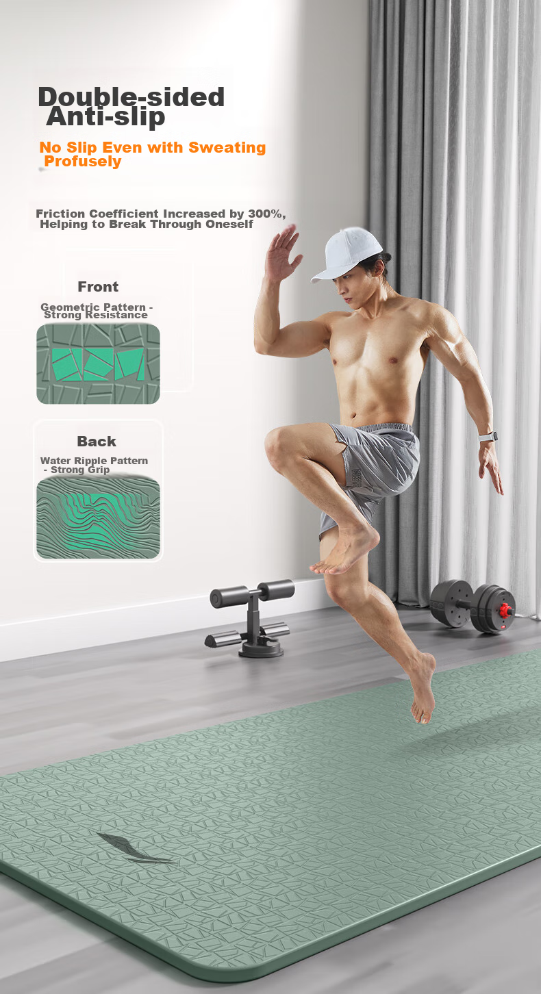 Li-Ning Yoga Mat TPE, Wide And Thick for Men And Women, Professional Non-Slip, for Jump Rope Exercises, Sports, Soundproof, Shock-Absorbing Floor Mat, Gree 8