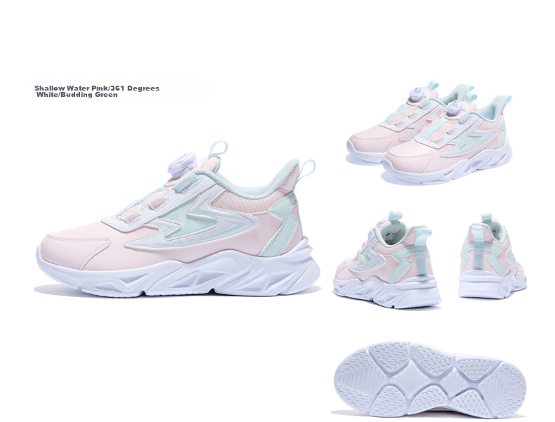 361° Children's Running Shoes, Fall/Winter, for Boys And Girls Aged 3-14, Shock-Absorbing, Rotary Buckle, Leather Upper, Sports Shoes, Blue, Size 38 32