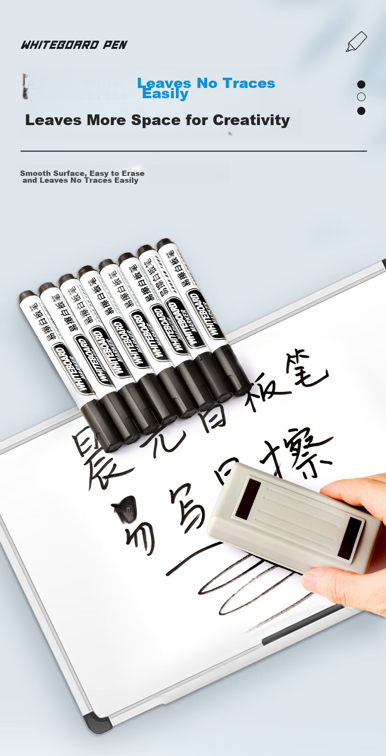 M&G Erasable Whiteboard Markers, Office Meeting, Easy-To Whiteboard Pens, Red, 10 Pcs/box, Da Mo Wang Easy-To Whiteboard Pens AWMN0802c 3