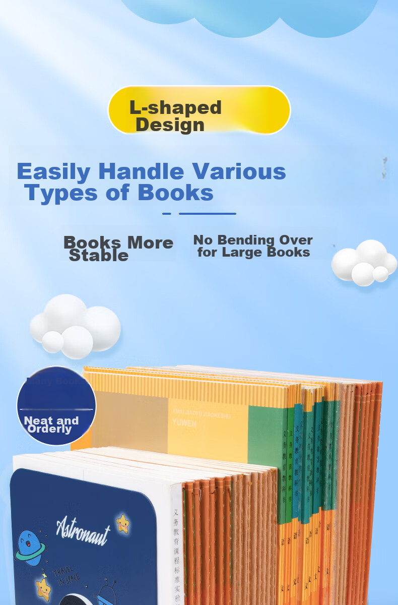 Shaonianban Bookshelf, Metal Storage Rack for Primary And Secondary School Students, Vertical Metal Bookcase, Back-To Gift, Office Stationery, Desk Divider, Book Holder, L-Shaped Space Adventure 5