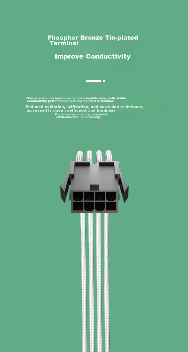 KELEPU Desktop Computer CPU Power Extension Cable, 8Pin to 4+4Pin Male And Female Extension Cord, White, 300mm 4