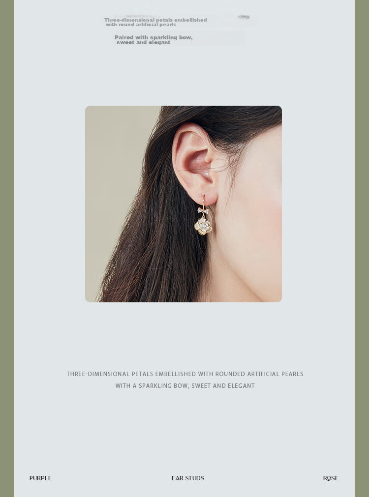 AJIDOU Women's Camellia Series Pearl Floral Stud Earrings, Elegant Versatile Gift for Girlfriend, Wife, Mid-Autumn Festival 5