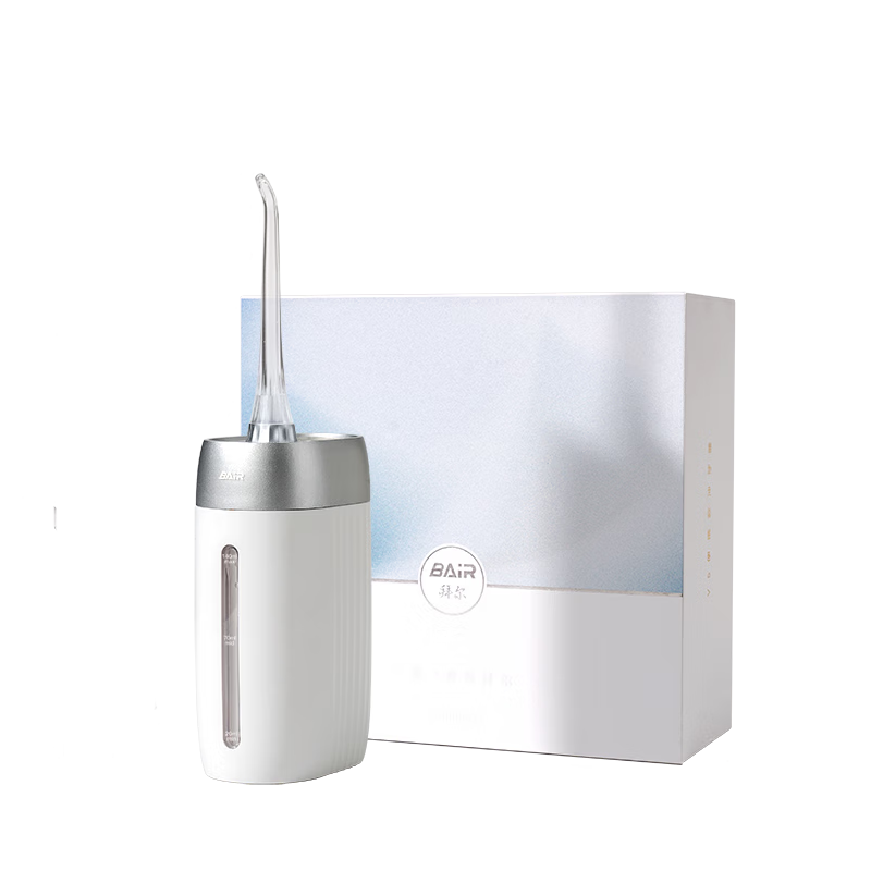 BAIR Portable Orthodontic Electric Water Flosser, Dental Irrigator, Gift Box Set V5 Small White Bottle