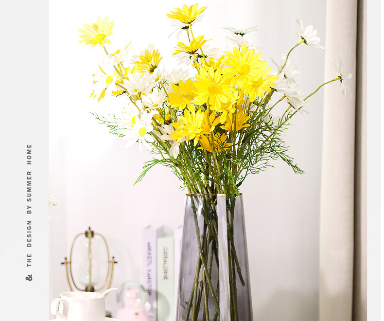 Shengshitaibao Glass Vase, Transparent Flower Arrangement Vessel, Hydroponic Container, Living Room Decoration, Conical Barrel with Tree Bark Texture 2