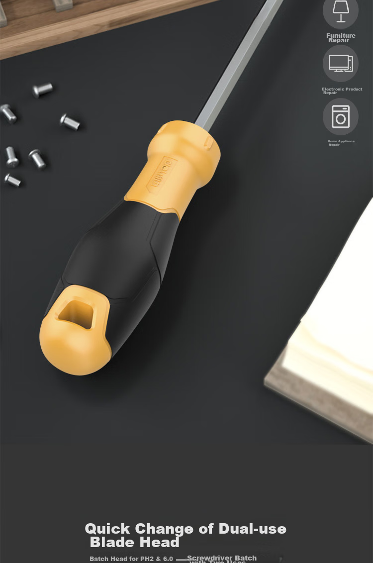 Deli Rubber Handle Dual-Purpose Screwdriver, Phillips And Flathead Double-Ended Screwdriver, 6*100mm, DL626001 4